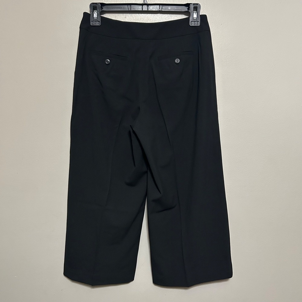 Talbots Womens Pants 4P Black Wide Leg Crop Career Trouser Quiet Luxury Business - Picture 2 of 9